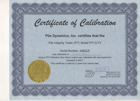 عمران نقش صدرا - گواهینامه از شرکت PDI امریکا