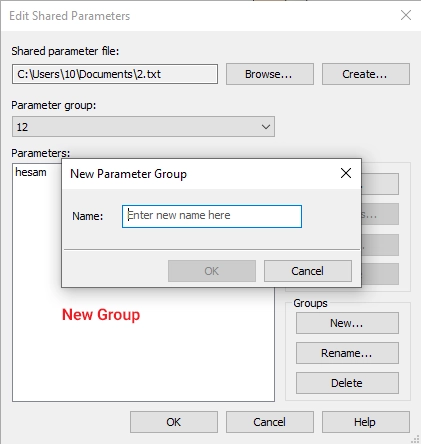 New Group در Shared Parameters