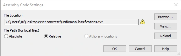 Assembly code settings