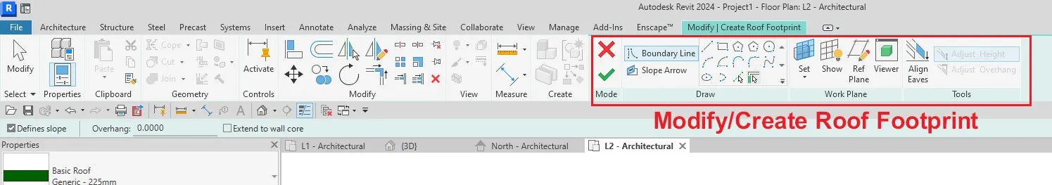 تنظیمات تب Modify/Create Roof Footprint