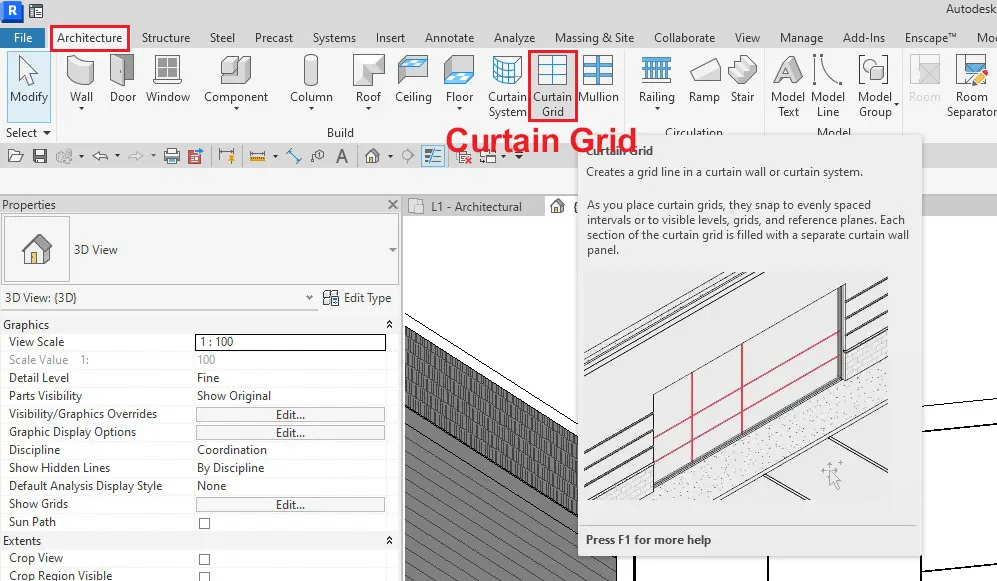 ابزار Curtain Grid در رویت