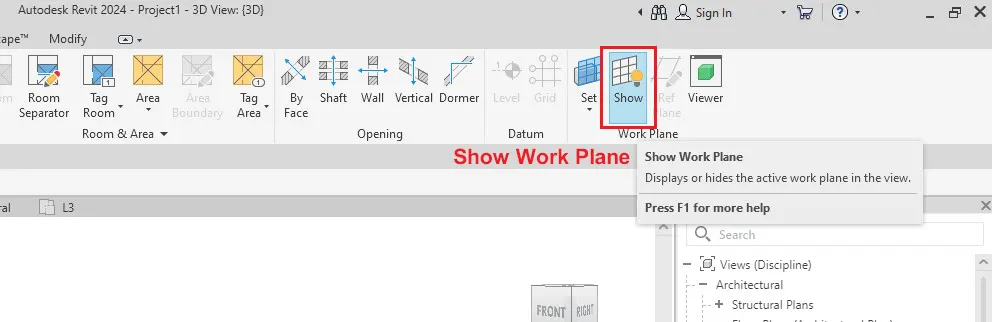 Show Work Plane در رویت