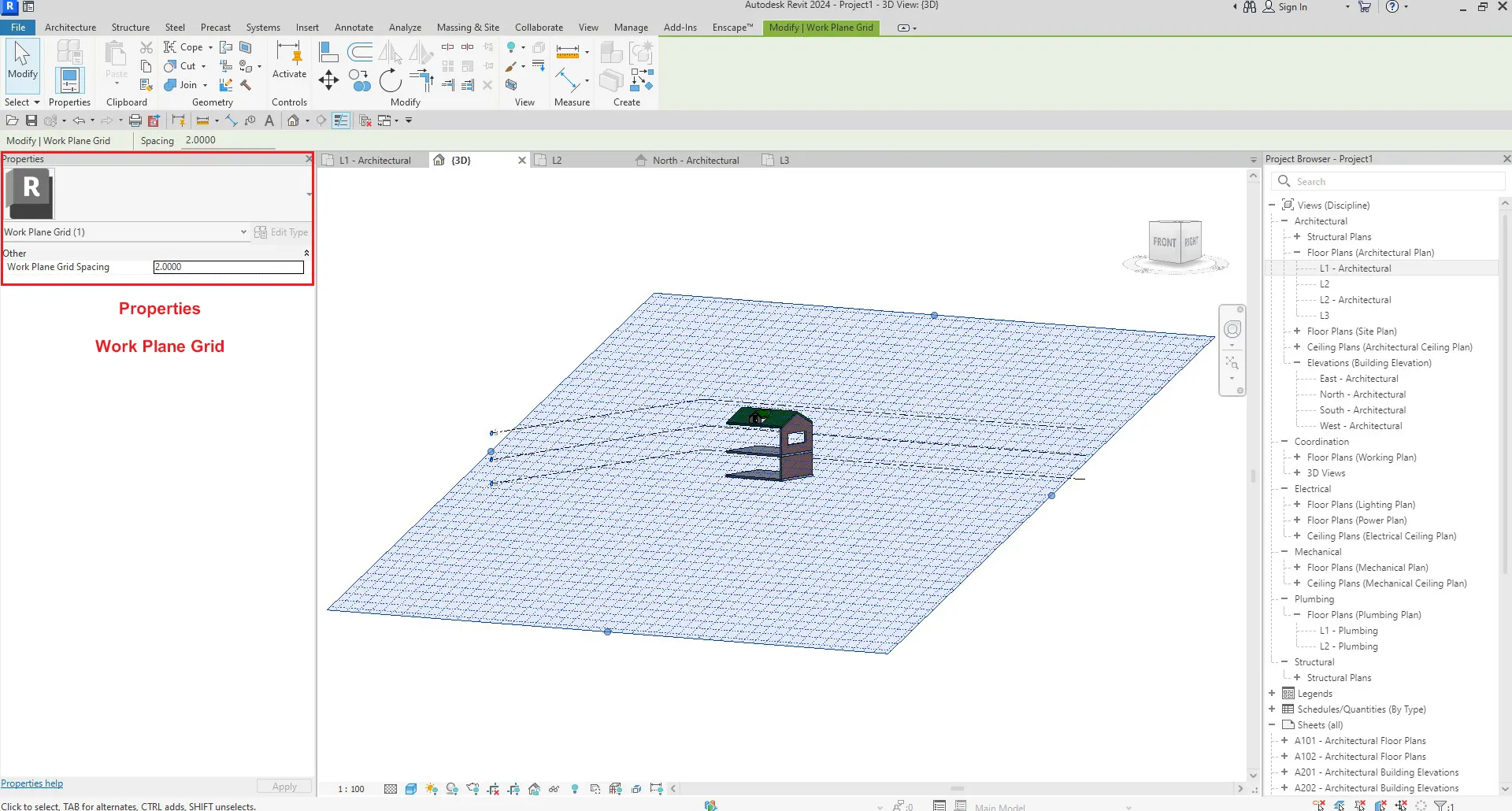 گزینه Work Plane Grid Spacing