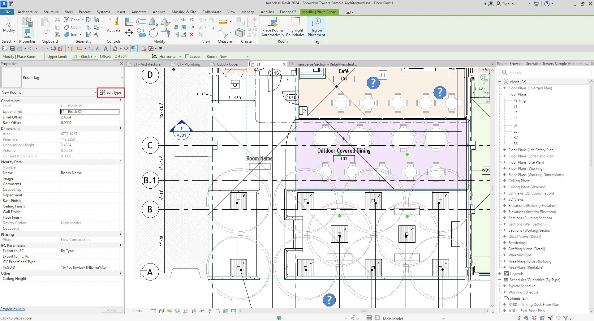تنظیمات Edit Type برای Room