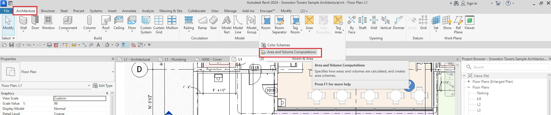 تنظیمات محاسبات Room Area & Volume Calculations در رویت