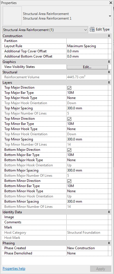 Area Reinforcement Instance