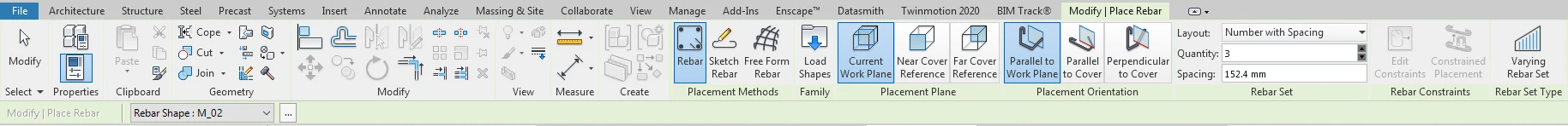 Rebar Option Bar