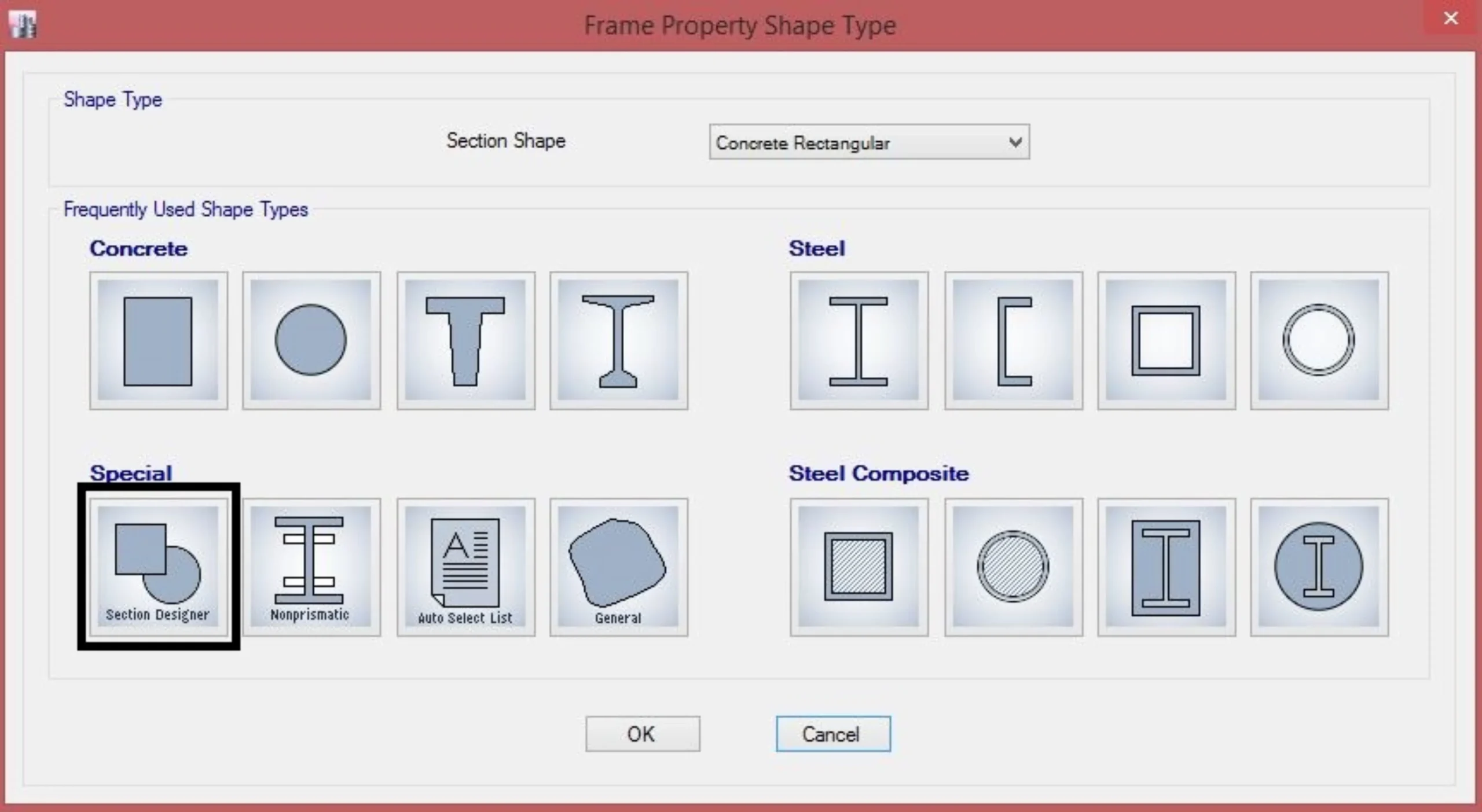گام سوم تعریف مقطع بتنی در Section Designer ایتبس