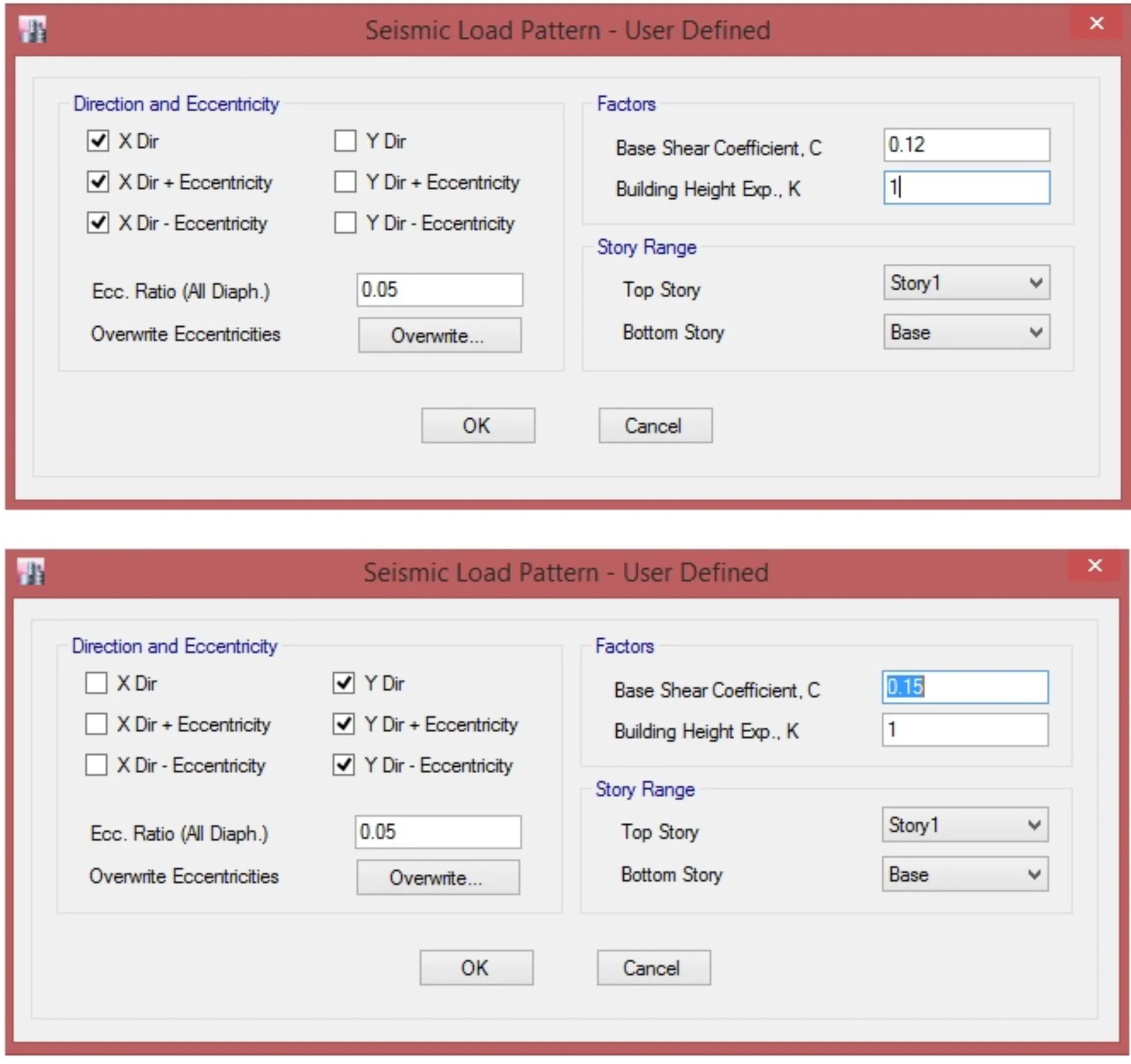 تعیین پارامترهای زلزله استاتیکی در User Coefficient در ایتبس