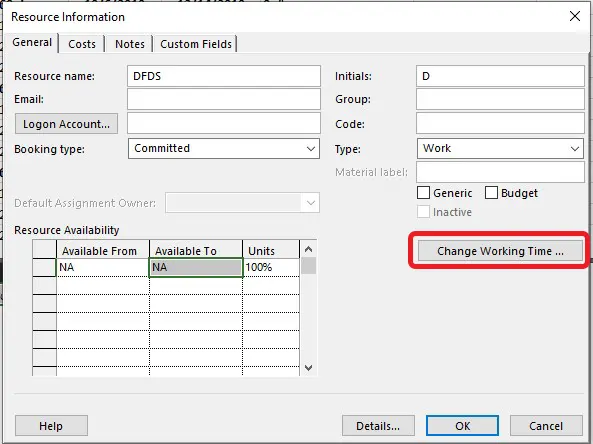 اختصاص تقویم منابع در MSP
